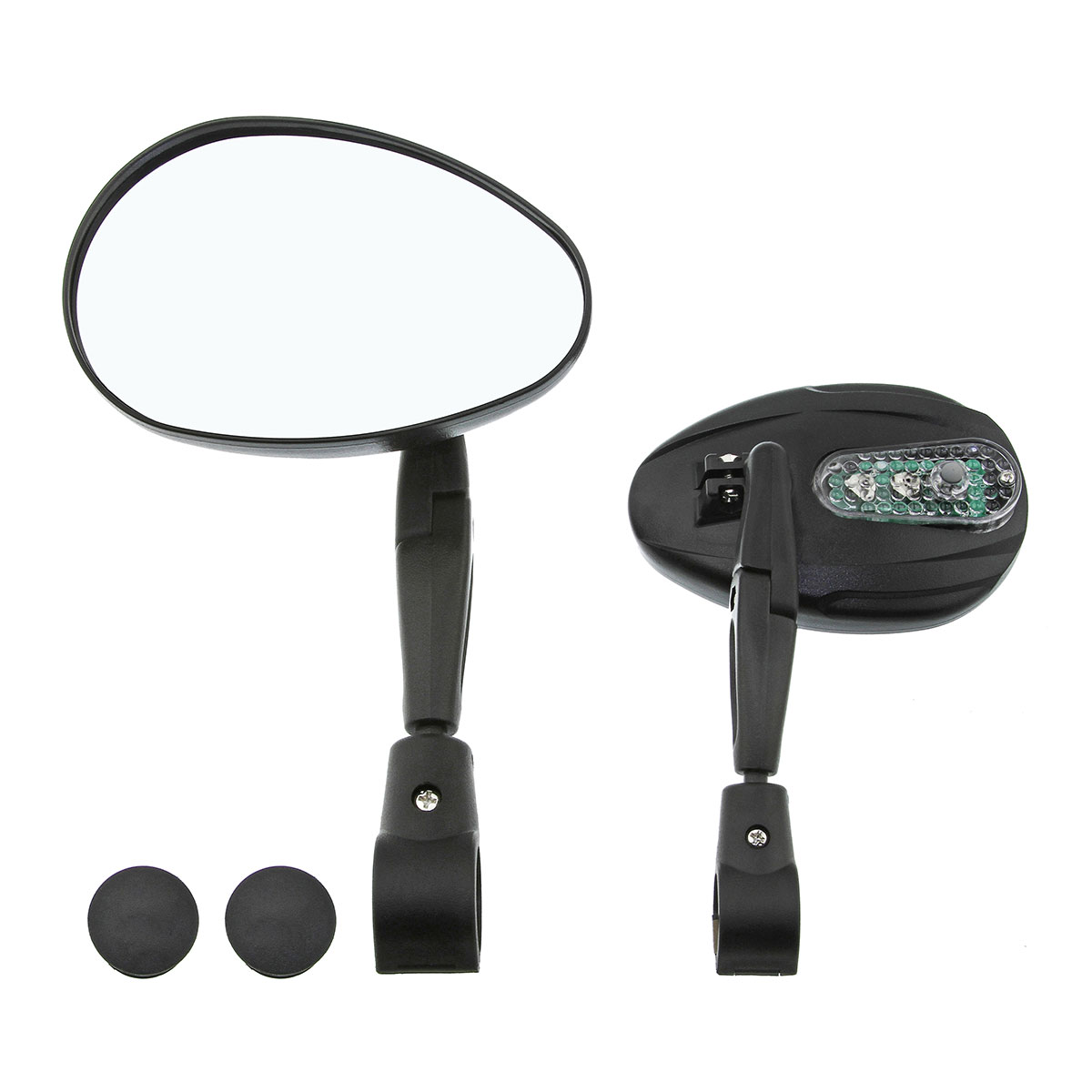 3D Mirror Handlbar Mount 2200SCF W/Led Flashing Light Black.